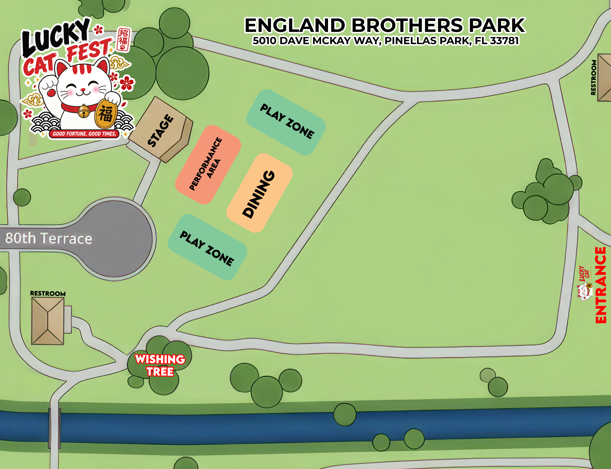 Lucky Cat Fest England Brothers Park site map